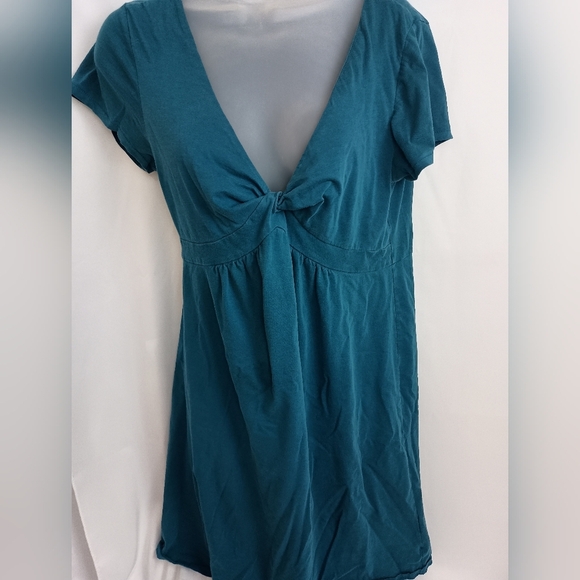 2/$30 BANANA REPUBLIC Green Turquoise Flutter Sleeve Dress Tie Front SzM(#1,513) - Picture 1 of 8